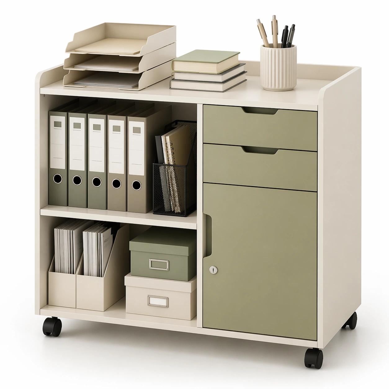 luxverano Rollcontainer Modern mit Faechern und Schubladen-Feronaa