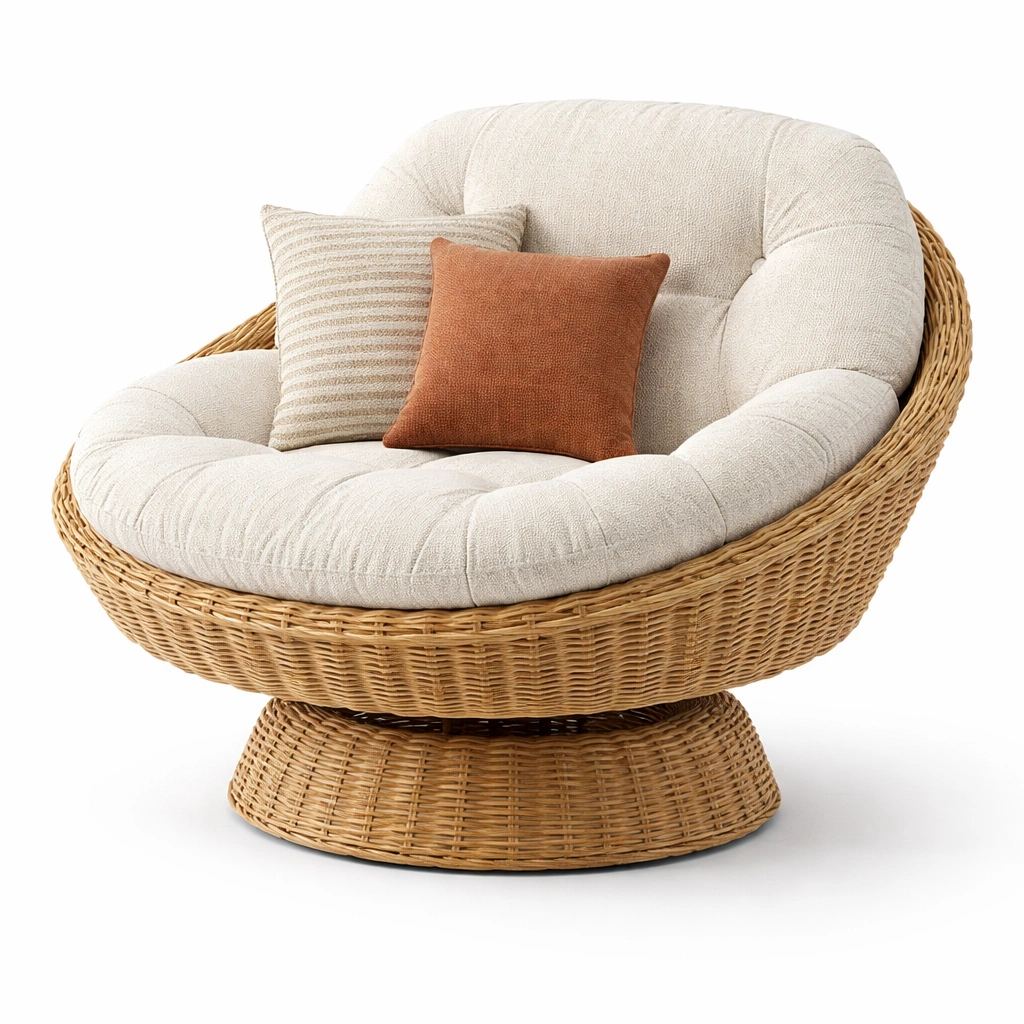 luxverano Sessel Rund Rattan mit Polster-Feronaa