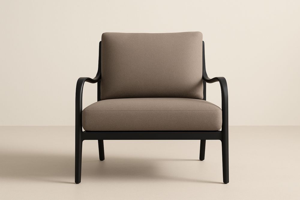 Fém keretes szövetfotel Bézs/Fekete 80x75x80 cm-Nidbella