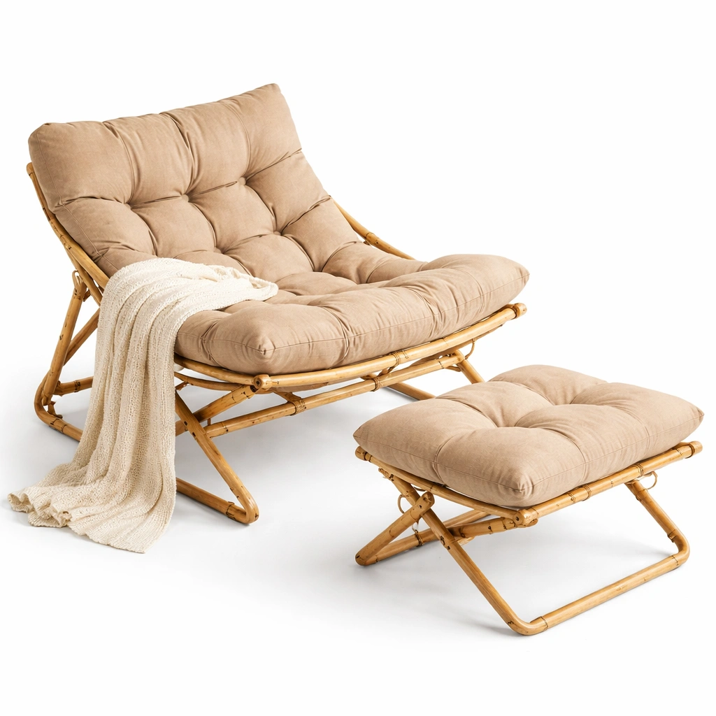 Relaxsessel mit Hocker Beige-Ivellor