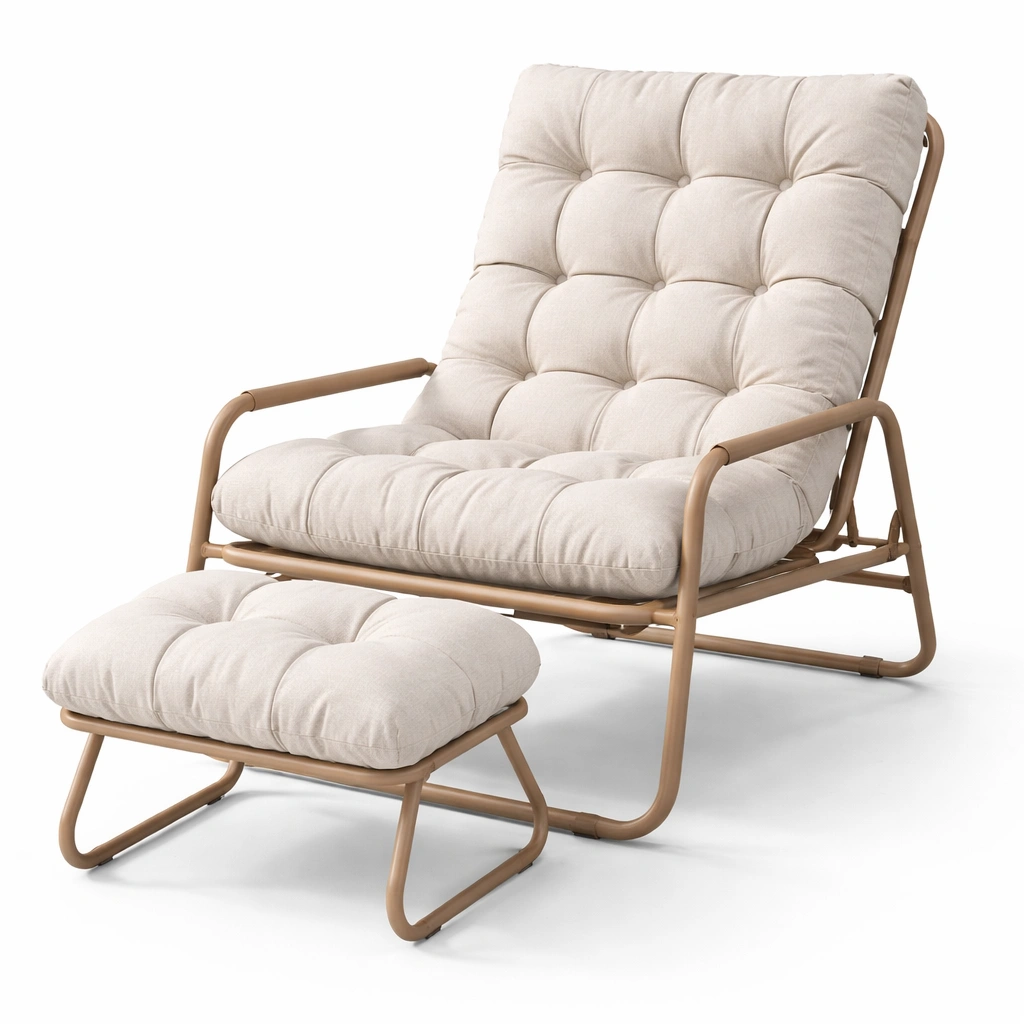 Sessel mit Hocker Hellgrau-Ivellor