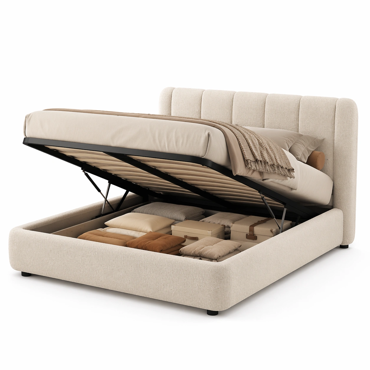 Polsterbett Stauraum Creme-Ivellor