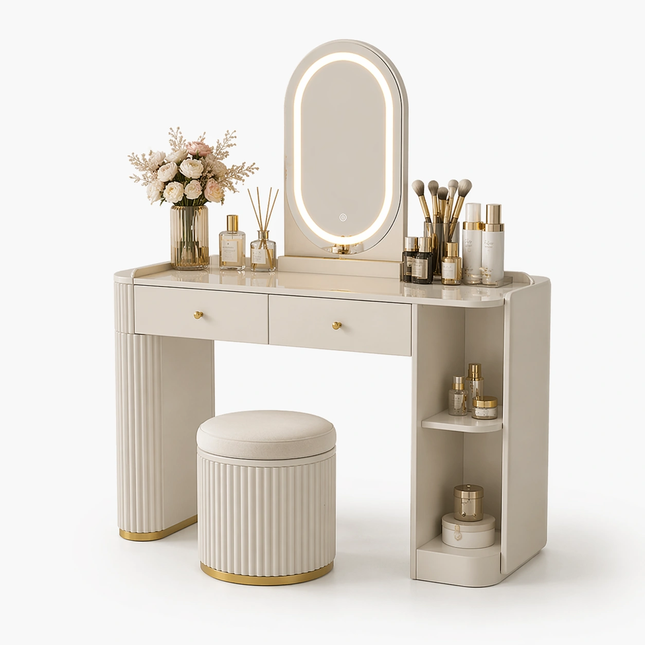 Schminktisch mit Spiegel Weiss-Ivellor
