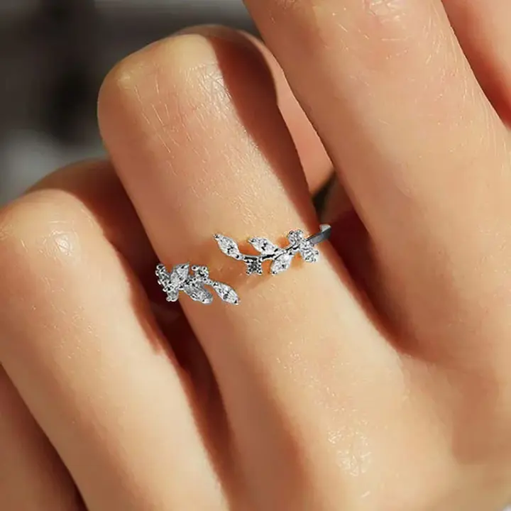 Ring - Silver Zircon Leaf Butterfly Ring