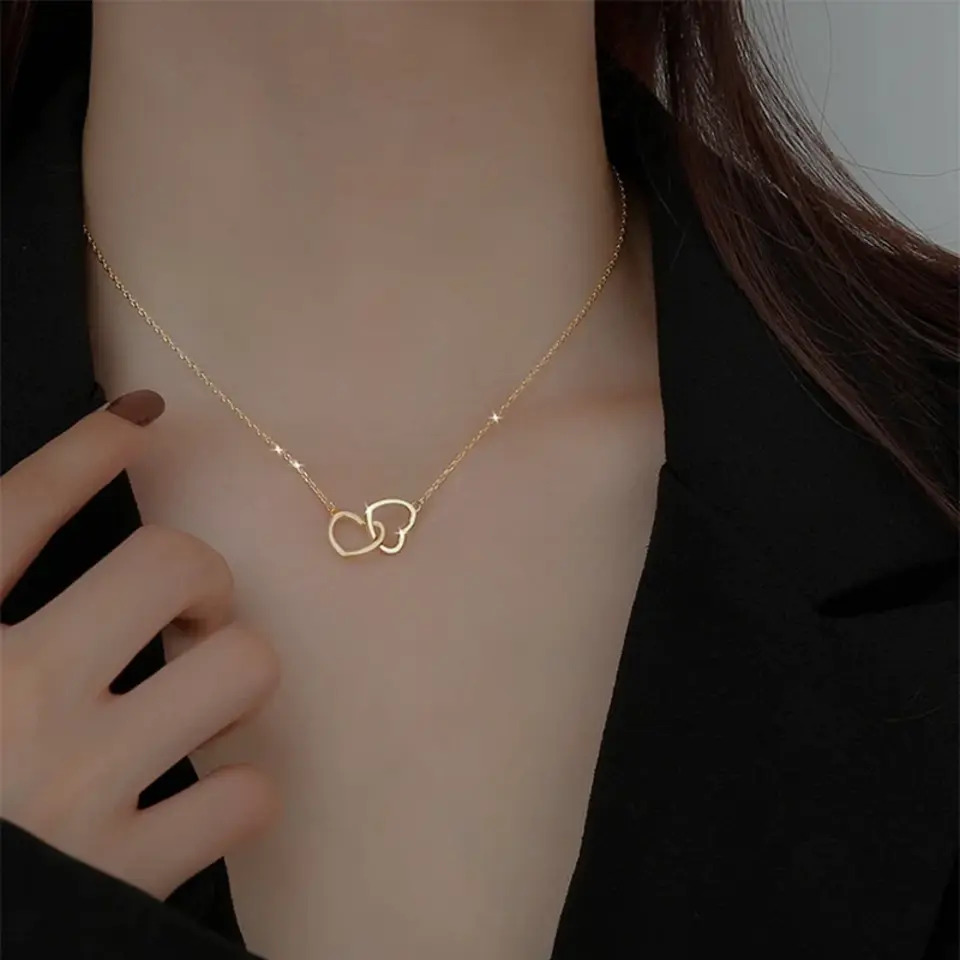 Necklace - Double Heart Pendant Necklace
