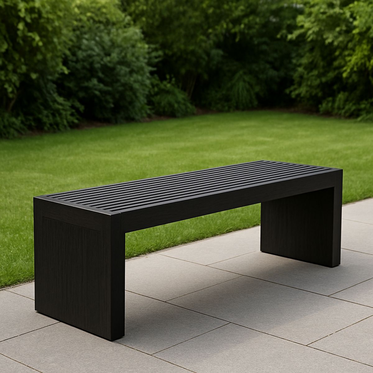 Fekete fa kültéri pad 180 cm