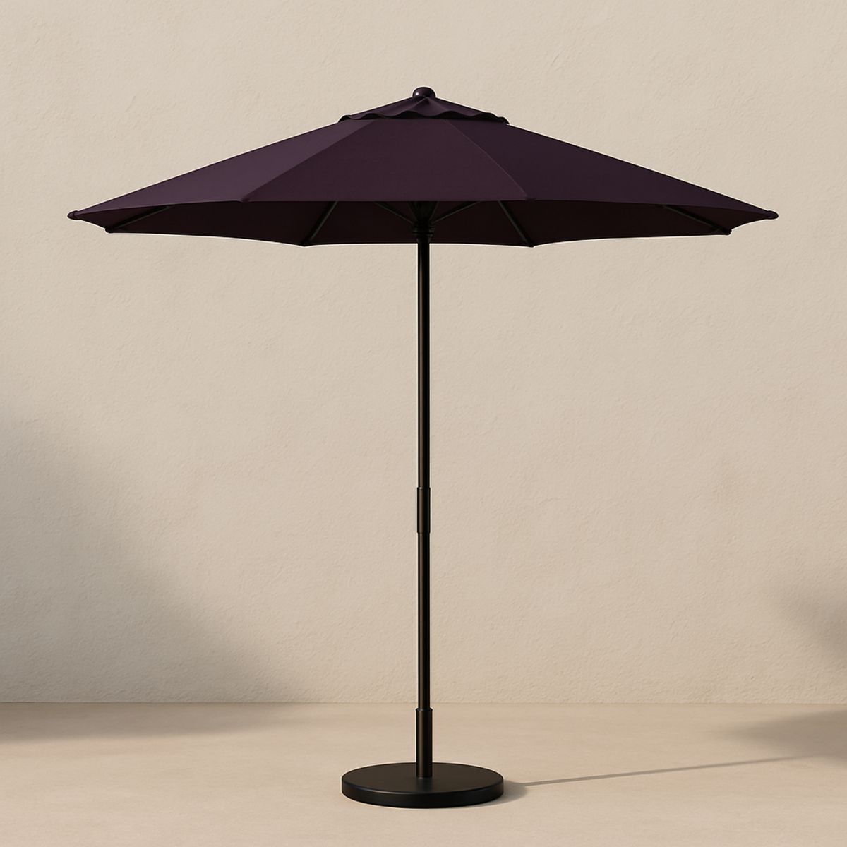 Kerti napernyő sötétlila poliészter vászon fekete acél állvány 300 cm