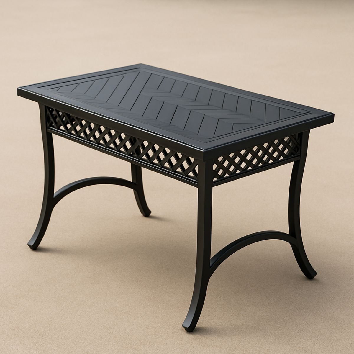 Kerti asztal alumíniumból, fekete színű, 100 cm x 60 cm x 45 cm