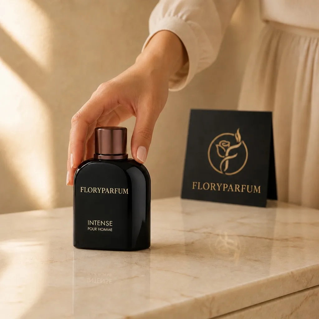 Lifestyle presentation of FLORYPARFUM Intense Pour Homme fragrance