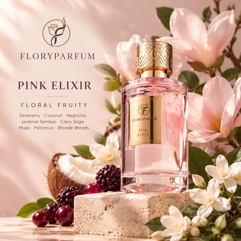 Floryparfum Pink Elixir floral fragrance scene