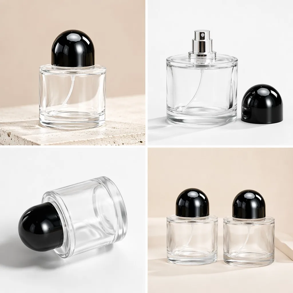 Minimalist Cylindrical Glass Perfume Bottle