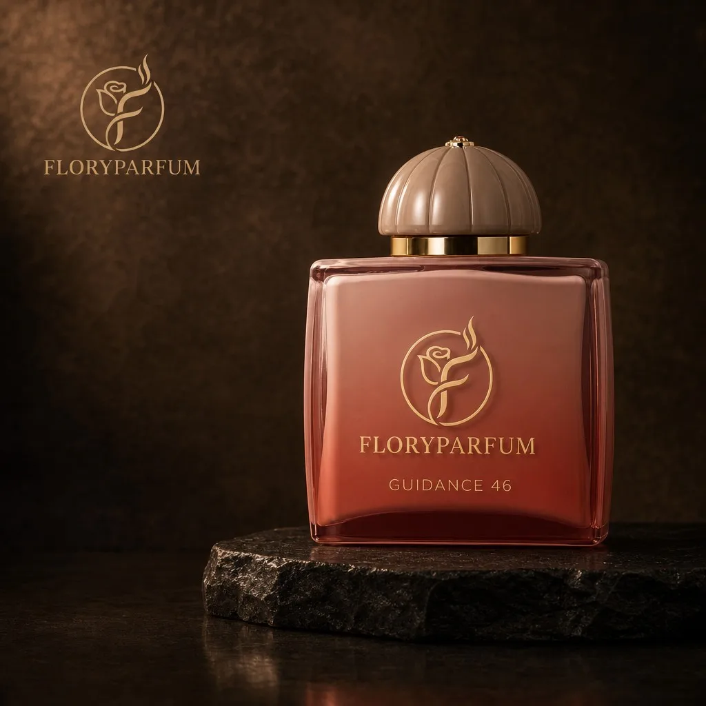 FLORYPARFUM Guidance 46 fragrance in a dark luxury editorial setting