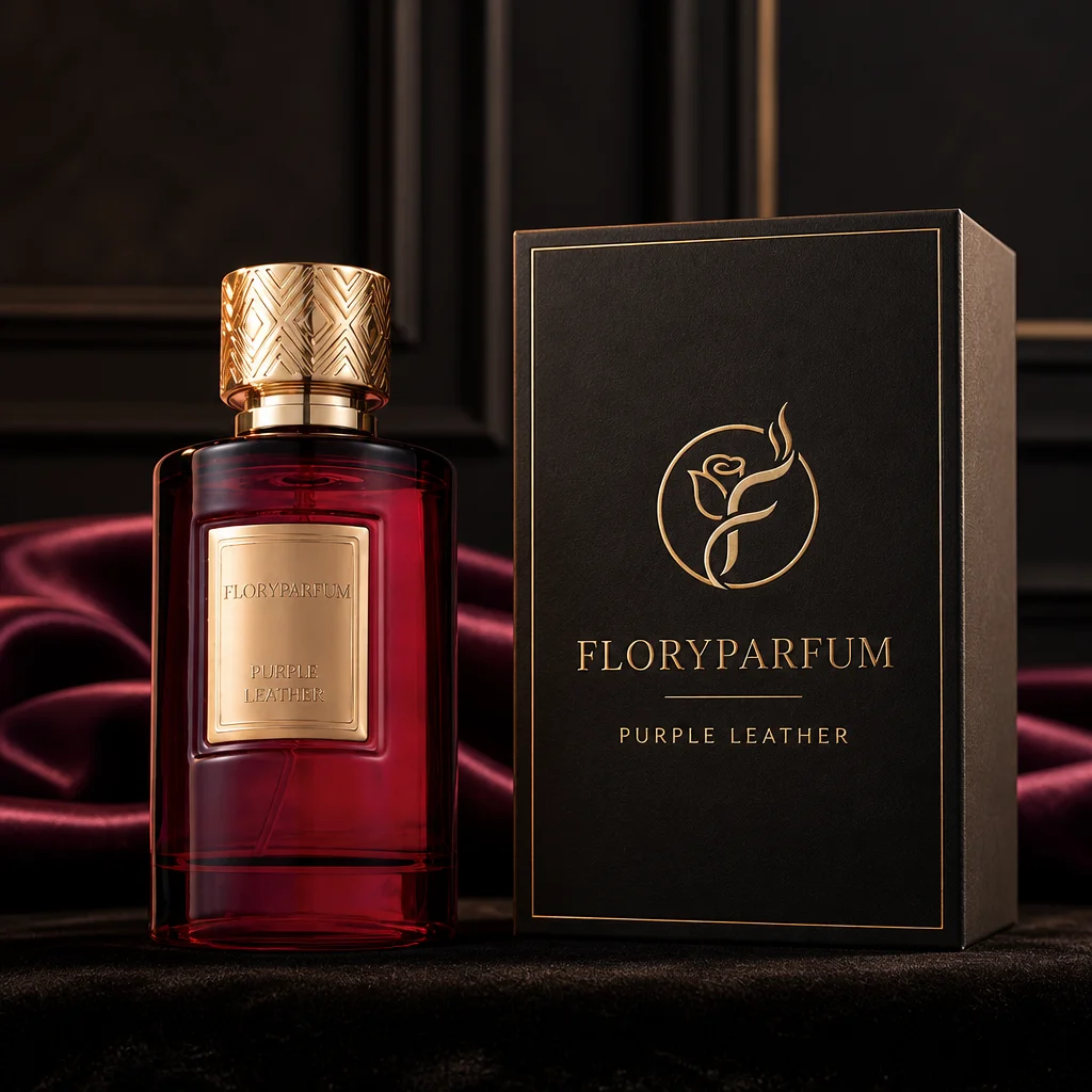 Floryparfum Purple Leather conceptual gift box visual