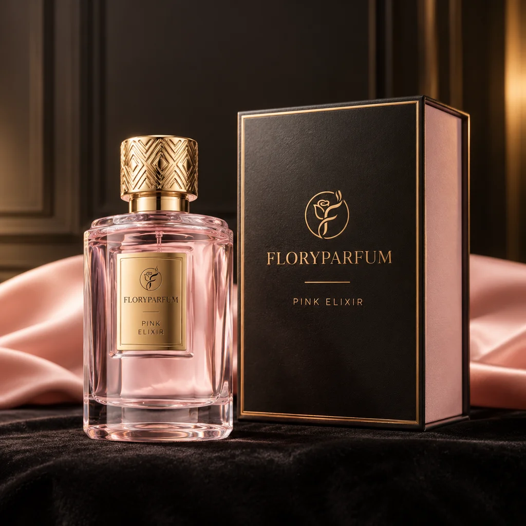 Floryparfum Pink Elixir conceptual gift box visual