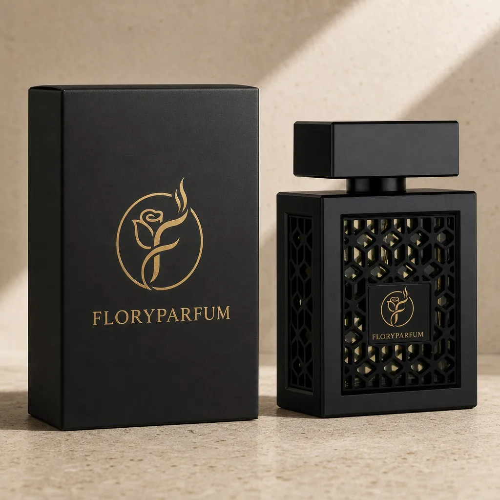 FLORYPARFUM aromatic woody fragrance bottle and packaging