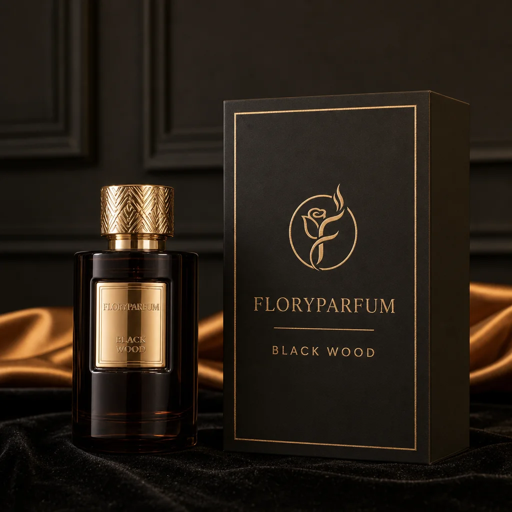 Floryparfum Black Wood conceptual gift box visual