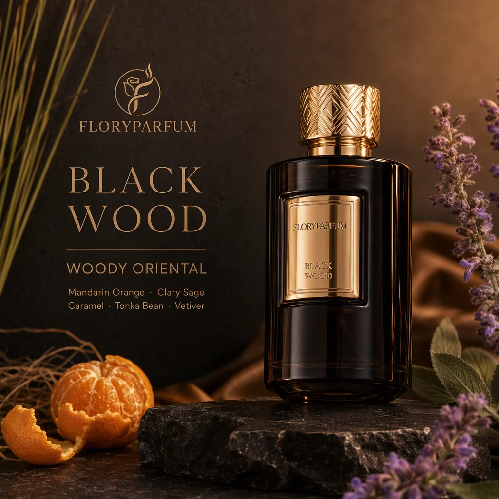 Floryparfum Black Wood woody oriental fragrance scene