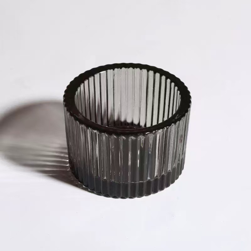 Elegant Ribbed Glass Candle Holder – Perfect for DIY Scented Candles and Home Decoration