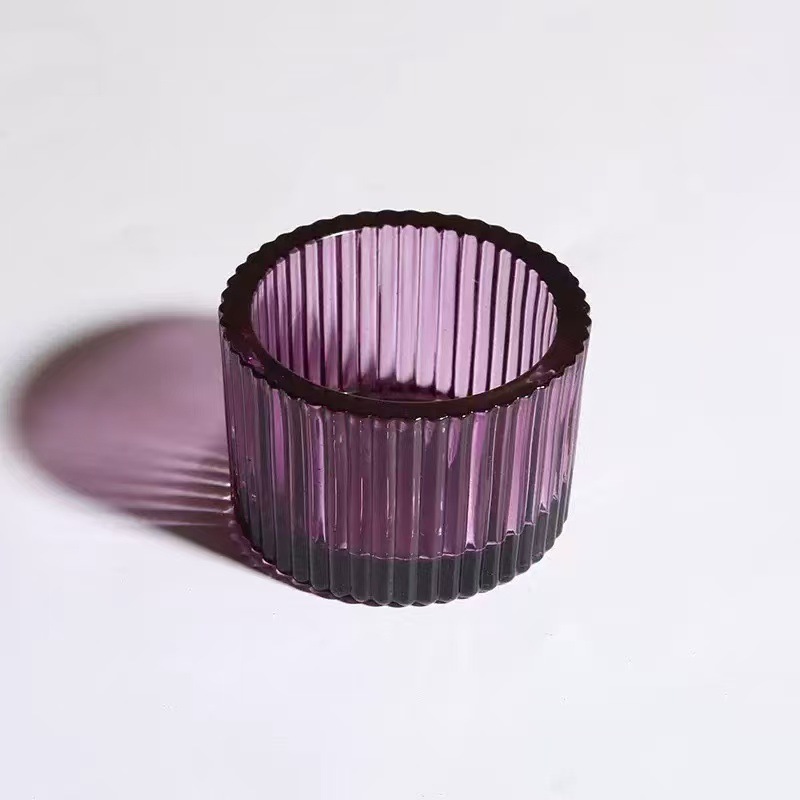 Elegant Ribbed Glass Candle Holder – Perfect for DIY Scented Candles and Home Decoration
