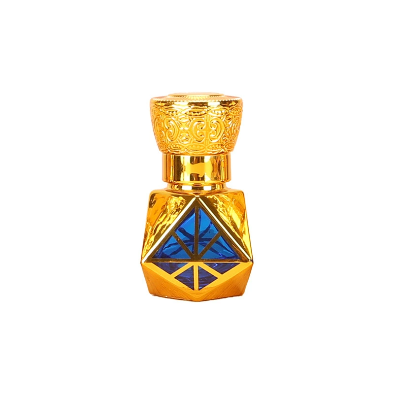 Luxury 8ml Refillable Vintage Perfume Bottle – Gold Crystal Essential Oil Glass Bottle with Decorative Cap