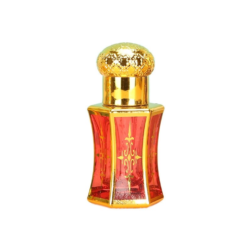 Middle Eastern Electroplated Gold Trim Slim Waist Glass Bottle Portable Perfume Essential Oil Refill Sample Vial