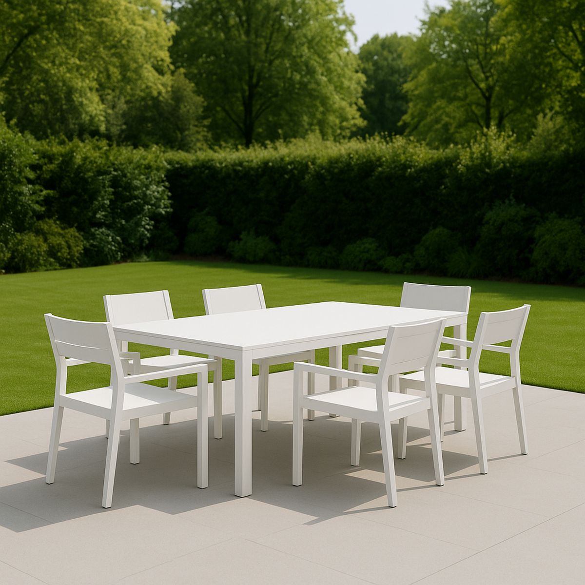 Kültéri fehér alumínium étkezőgarnitúra