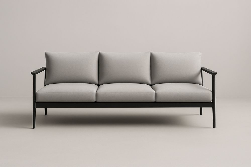 Porszórt acélvázas kerti kanapé poliészter huzattal és habpárnával, 200×85×75 cm-Nidchiari