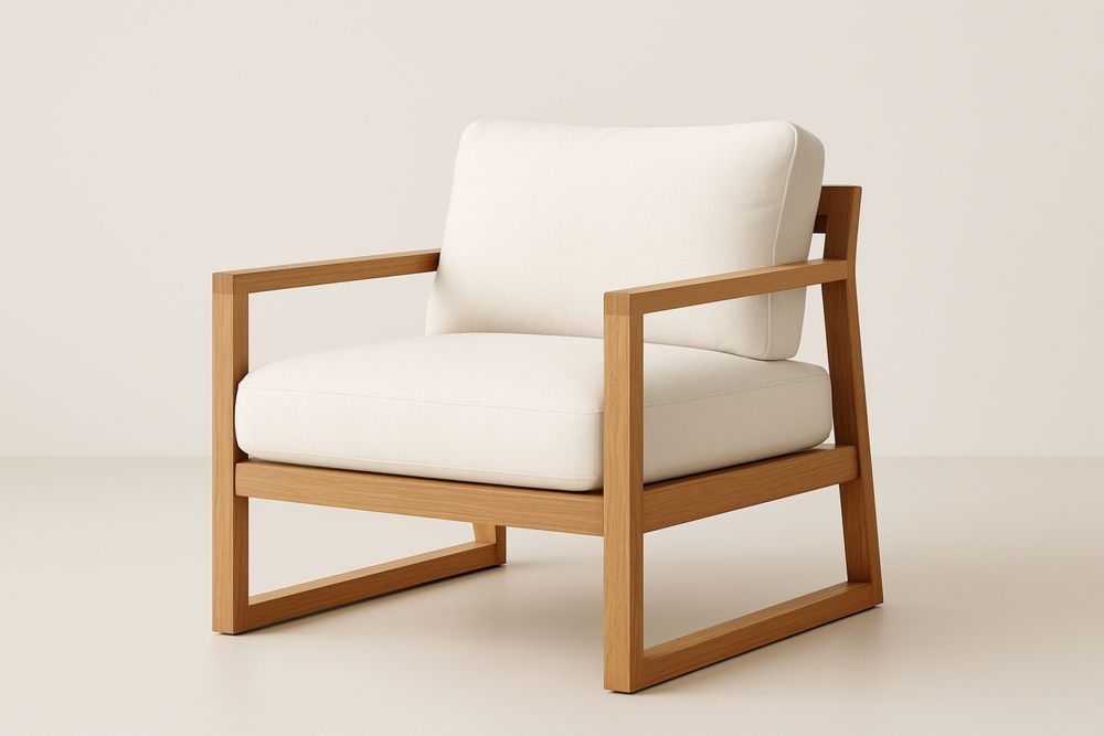 Fehér/Bézs tömörfa fotel poliészter párnával, 70×75×80 cm-Nidchiari