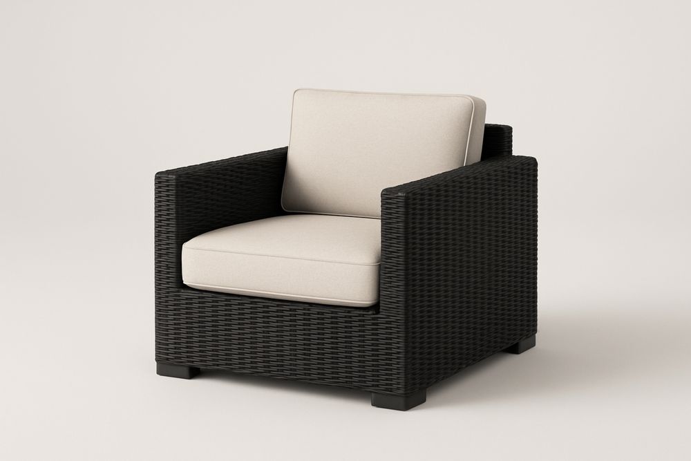 Rattan kerti fotel fekete világos bézs párnákkal-Nidchiari