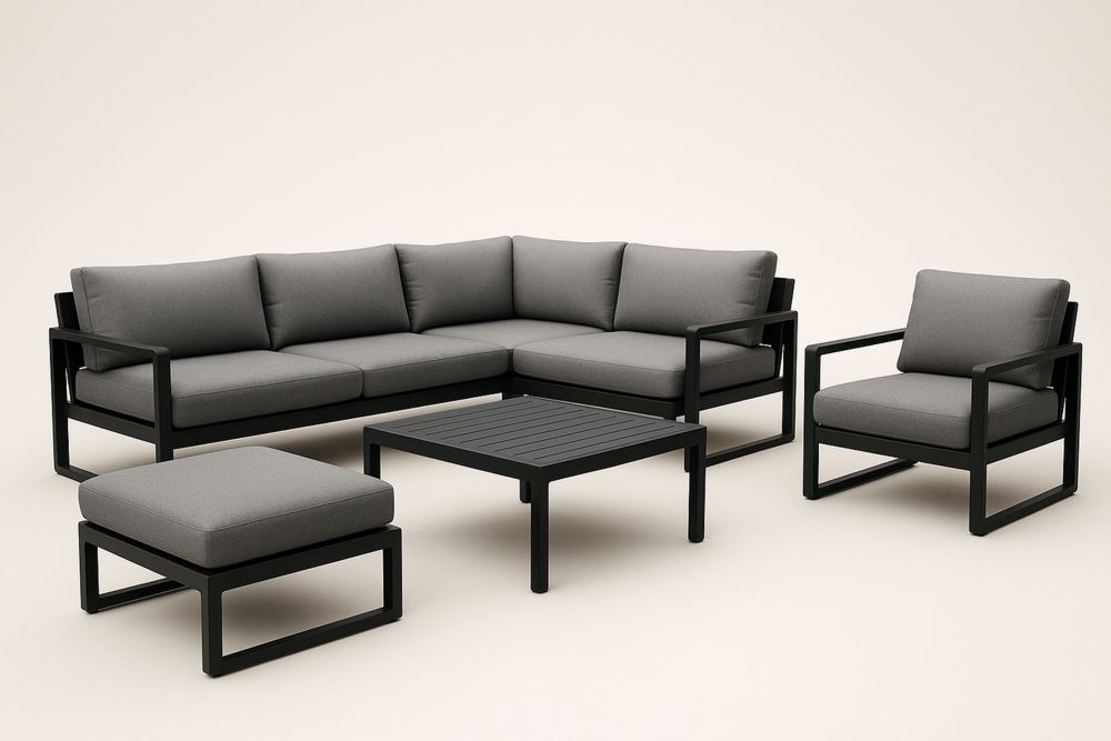 Alumínium keretes kültéri ülőgarnitúra szürke párnákkal-Nidchiari