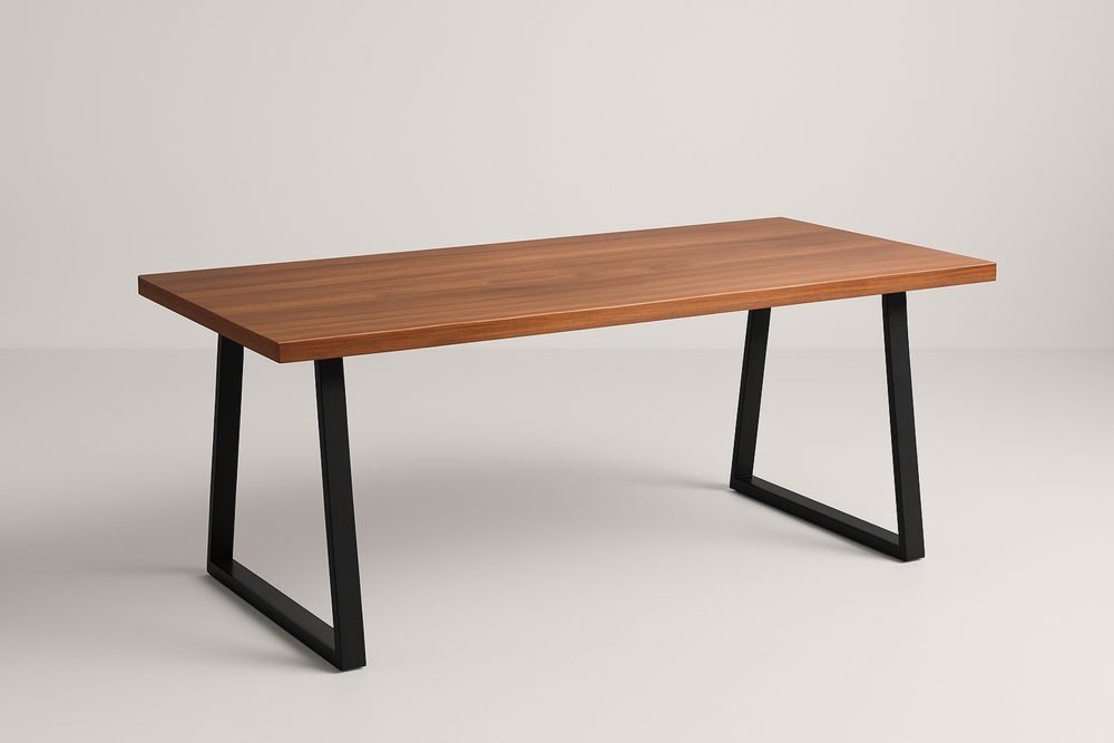 Tömörfa téglalap asztal fém lábakkal-Nidchiari