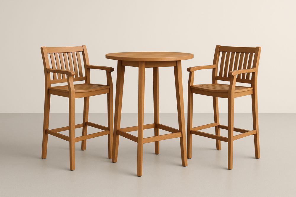 Kerek fa bárasztal szett két székkel-Nidchiari