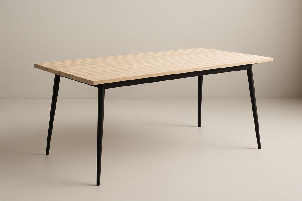 Étkezőasztal fa asztallappal és fém lábakkal 180x90x75 cm-Nidchiari