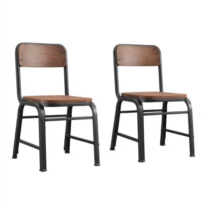 Chaise de salle à manger en bois et métal 45x50x82 cm - bois naturel-noir - style industriel-Rarozahome