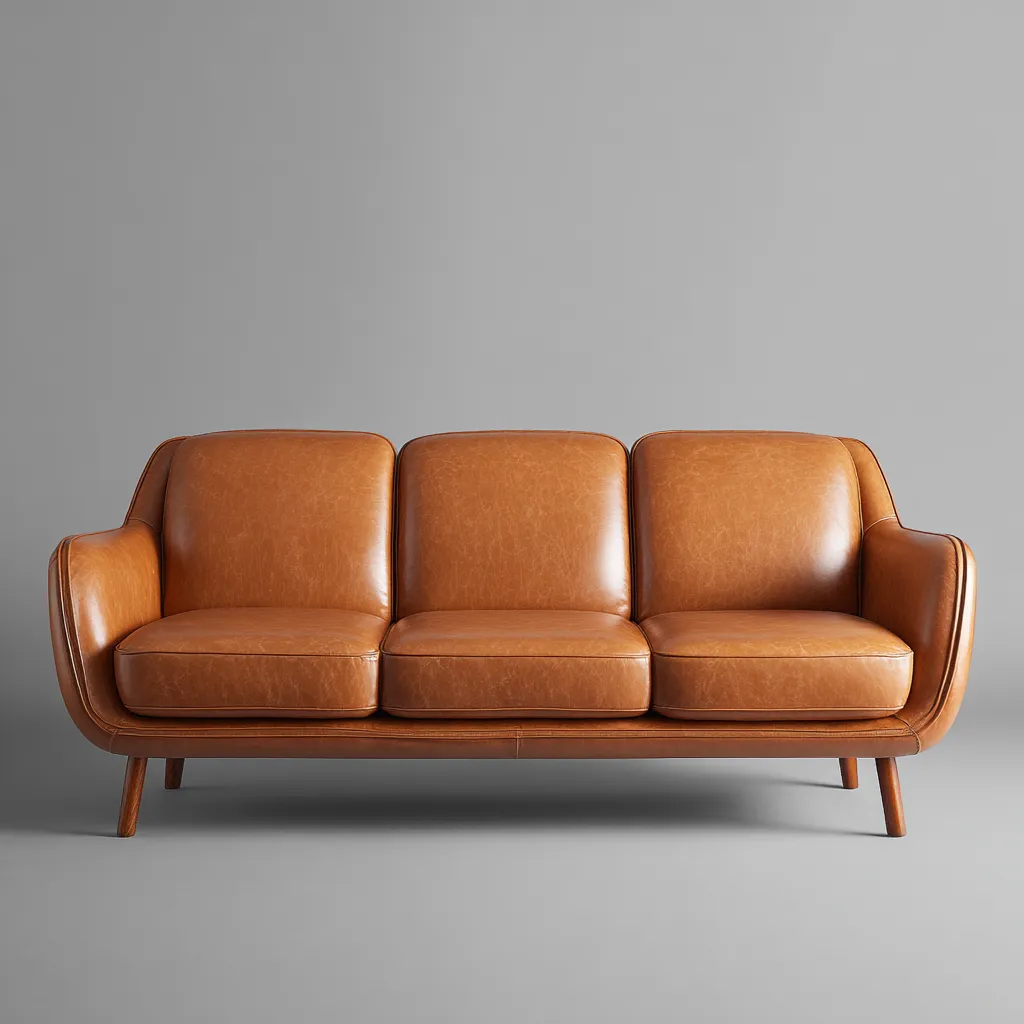 Canapé 3 places en cuir synthétique 210x95x85 cm - Marron - Design rétro pour intérieur-Rarozahome