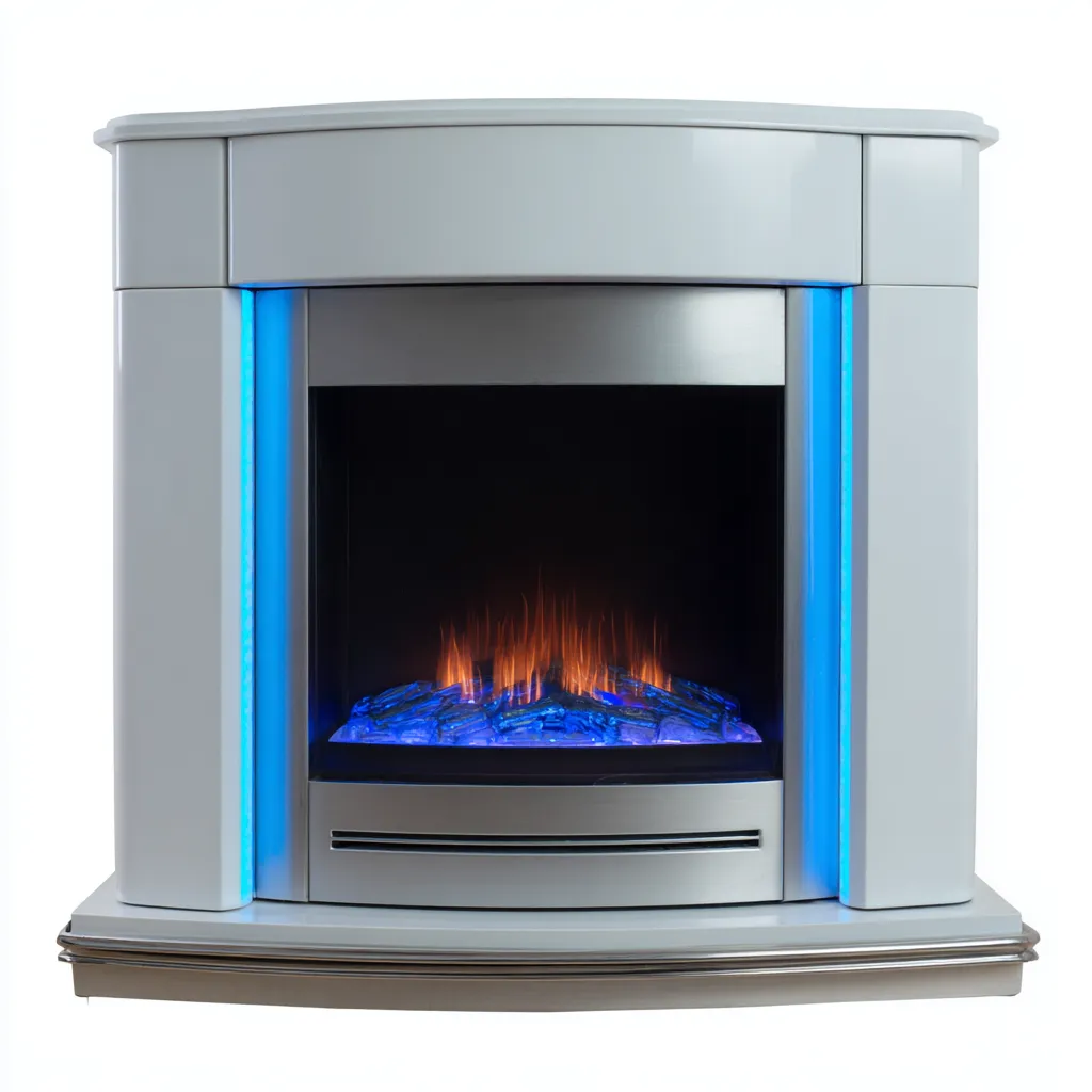 Cheminée électrique meuble décoratif 90x28x90 cm - blanc - chauffage d'appoint intérieur design contemporain-Rarozahome