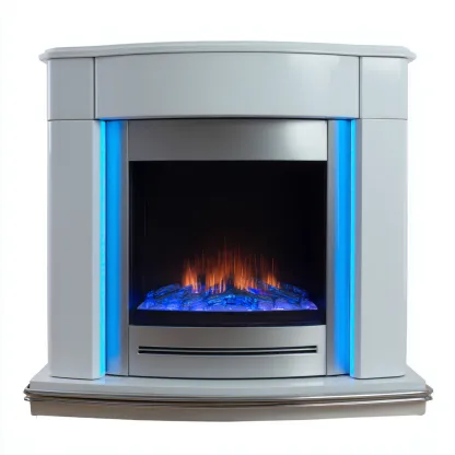 Cheminée électrique meuble décoratif 90x28x90 cm - blanc - chauffage d'appoint intérieur design contemporain-Rarozahome