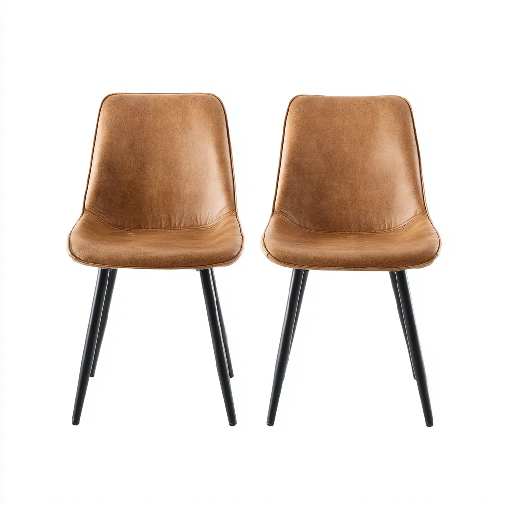 Chaise de salle à manger en similicuir et métal 45x55x85 cm - Marron-Noir - Design moderne pour intérieur-Rarozahome