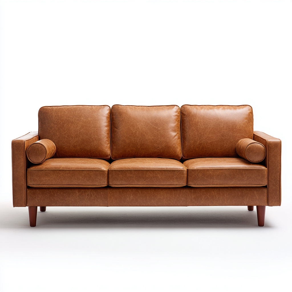 Canapé 3 places en cuir synthétique 200x90x85 cm - Marron - Design vintage pour intérieur-Rarozahome