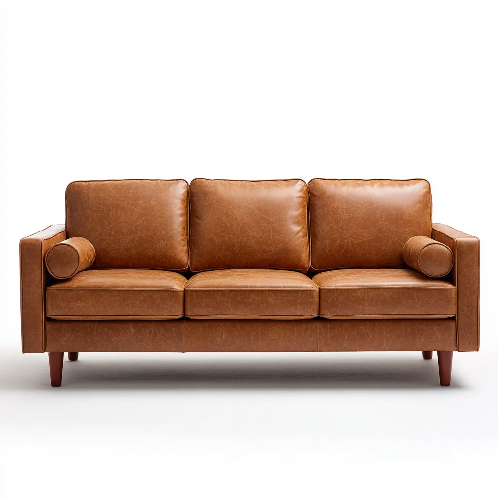 Canapé 3 places en cuir synthétique 200x90x85 cm - Marron - Design vintage pour intérieur-Rarozahome