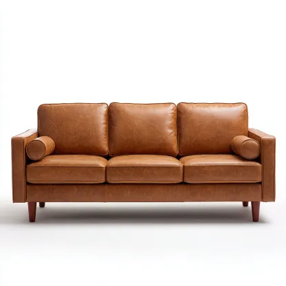 Canapé 3 places en cuir synthétique 200x90x85 cm - Marron - Design vintage pour intérieur-Rarozahome