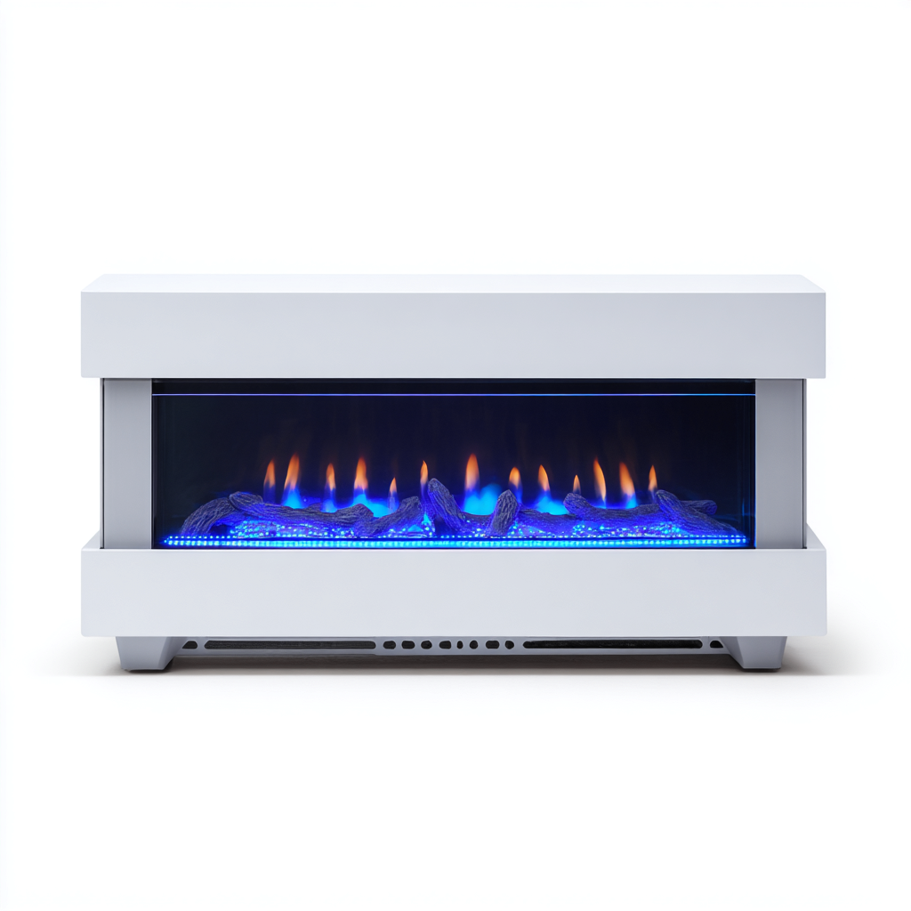 Cheminée électrique meuble décoratif 120x25x50 cm - blanc - chauffage d'appoint intérieur design contemporain-Rarozahome