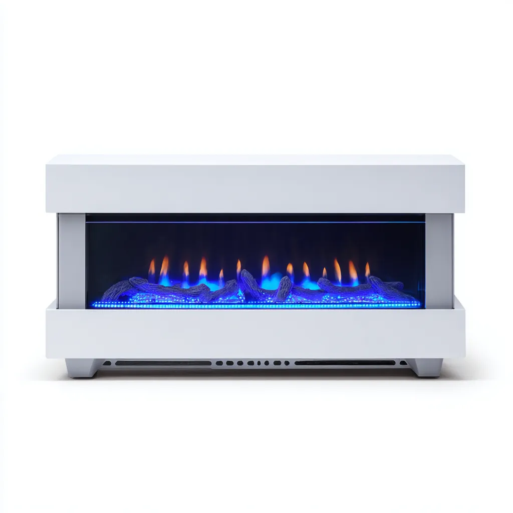 Cheminée électrique meuble décoratif 120x25x50 cm - blanc - chauffage d'appoint intérieur design contemporain-Rarozahome