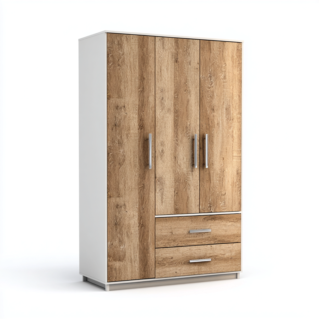 Armadio - legno - 155x60x200 cm - legno naturale-bianco - stile moderno-Vamiistudio