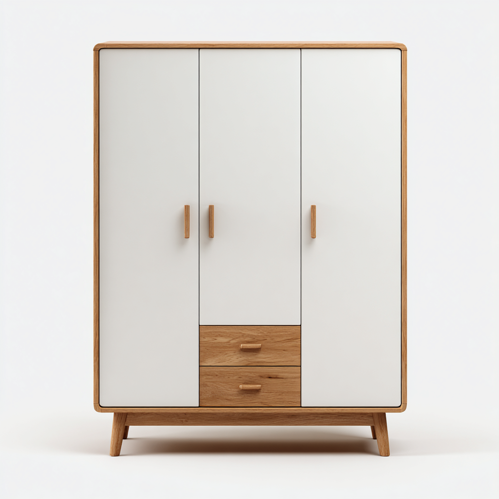 Armadio-legno-MDF-165x60x198 cm-bianco-legno naturale-stile nordico-Vamiistudio