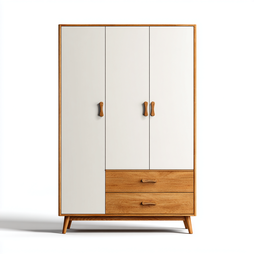 Armadio-legno-MDF-168x57x197 cm-bianco-legno naturale-stile nordico-Vamiistudio