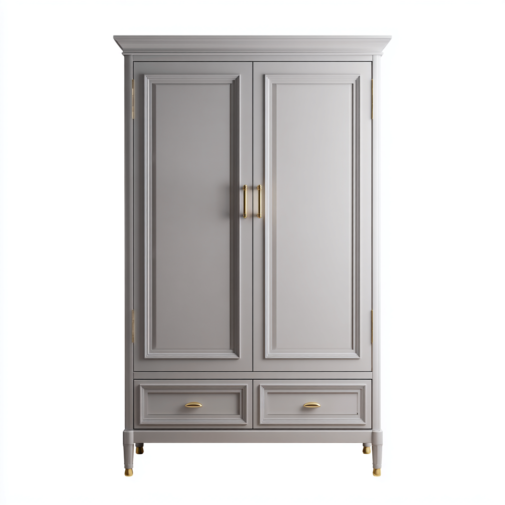 Armadio - legno - 96x52x188 cm - grigio - stile classico-Vamiistudio