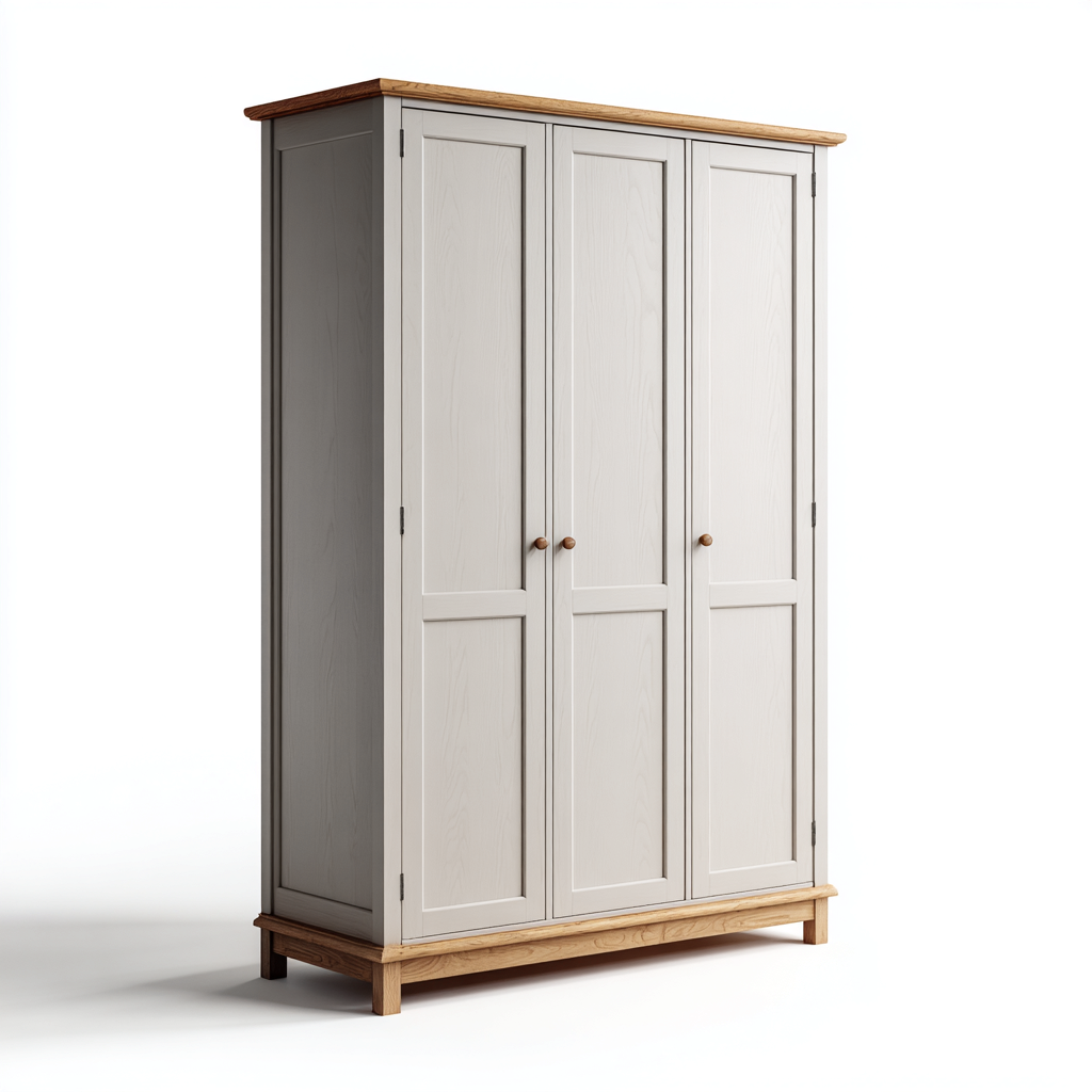 Armadio - legno - 135x58x190 cm - grigio chiaro-legno naturale - stile classico-Vamiistudio