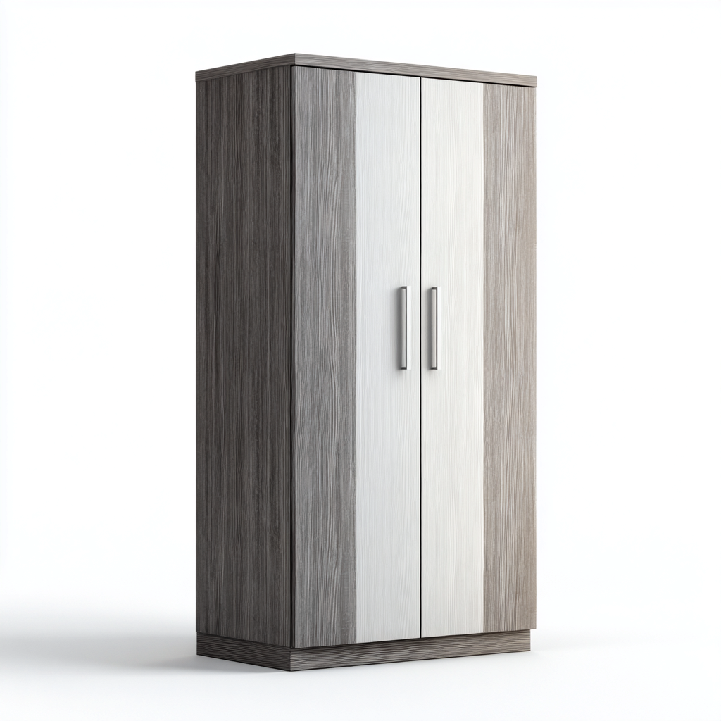 Armadio - legno - 95x55x190 cm - grigio-bianco - stile moderno-Vamiistudio