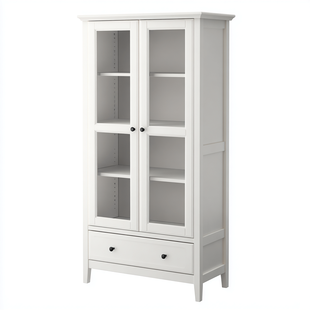 Vetrina-legno-MDF-vetro-86x40x170 cm-bianco-design classico-Vamiistudio